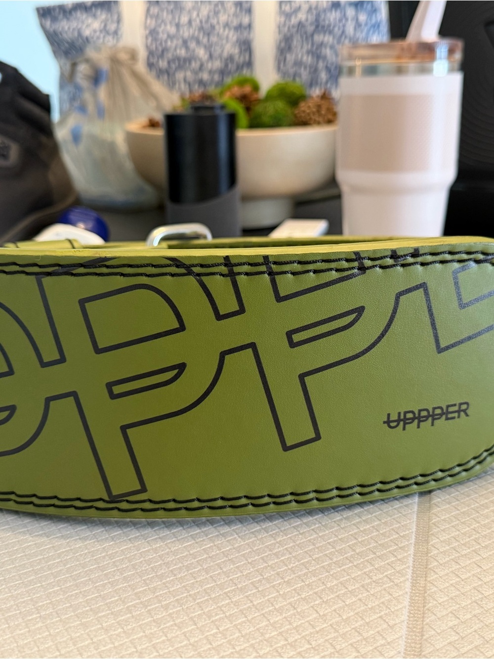 UPPER Green Leather Weightlifting Belt - Olive Green